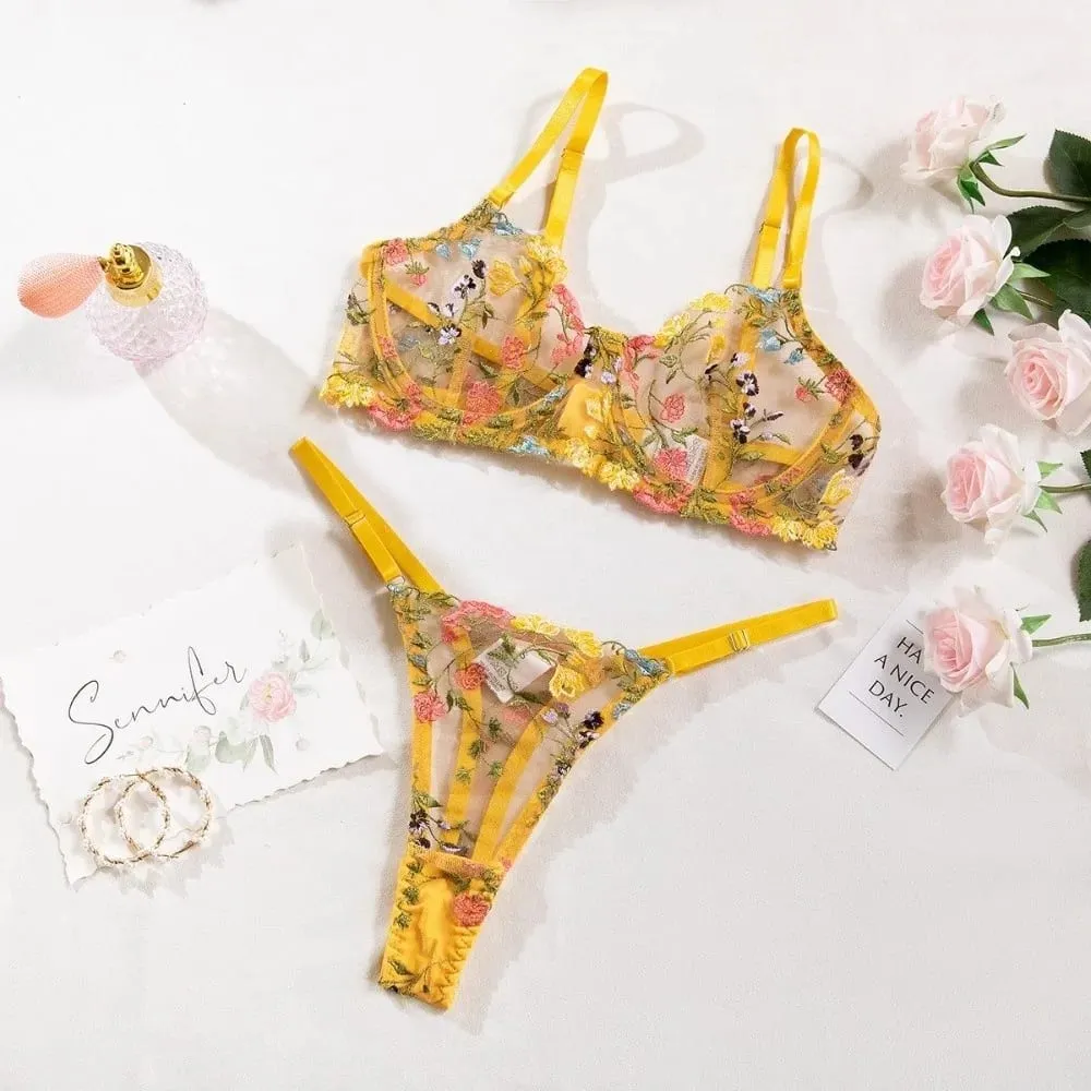 Bohemia Transparent Lingerie Set Ultra-thin Push Up Panties Bra Set Elegant Bra Suit Valentine's Day — image 4