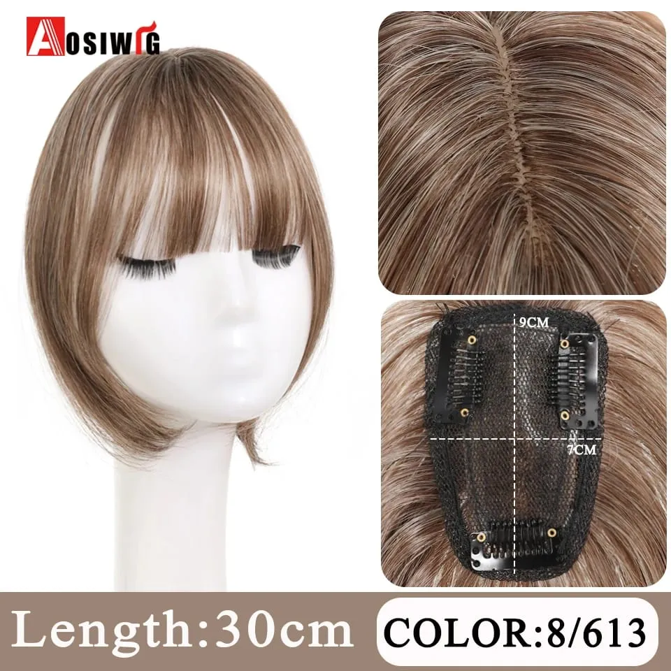 Synthetic Topper Hairpiece Clip-In Bangs Extension Natural Neat Fake Fringe Topper Hairpiece Invisible Clourse Hairpieces