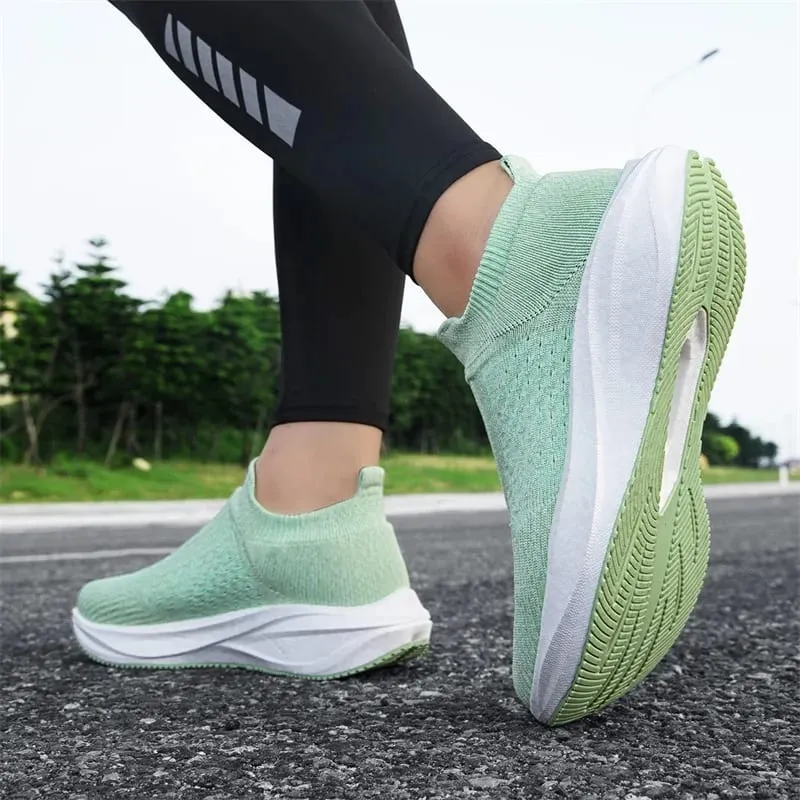 Unisex Slip on Sock Running Shoes Breathable Knit Mesh Sneakers Lightweight CushionThick SoleNonSlipWalking GymAthletic Footwear — image 2