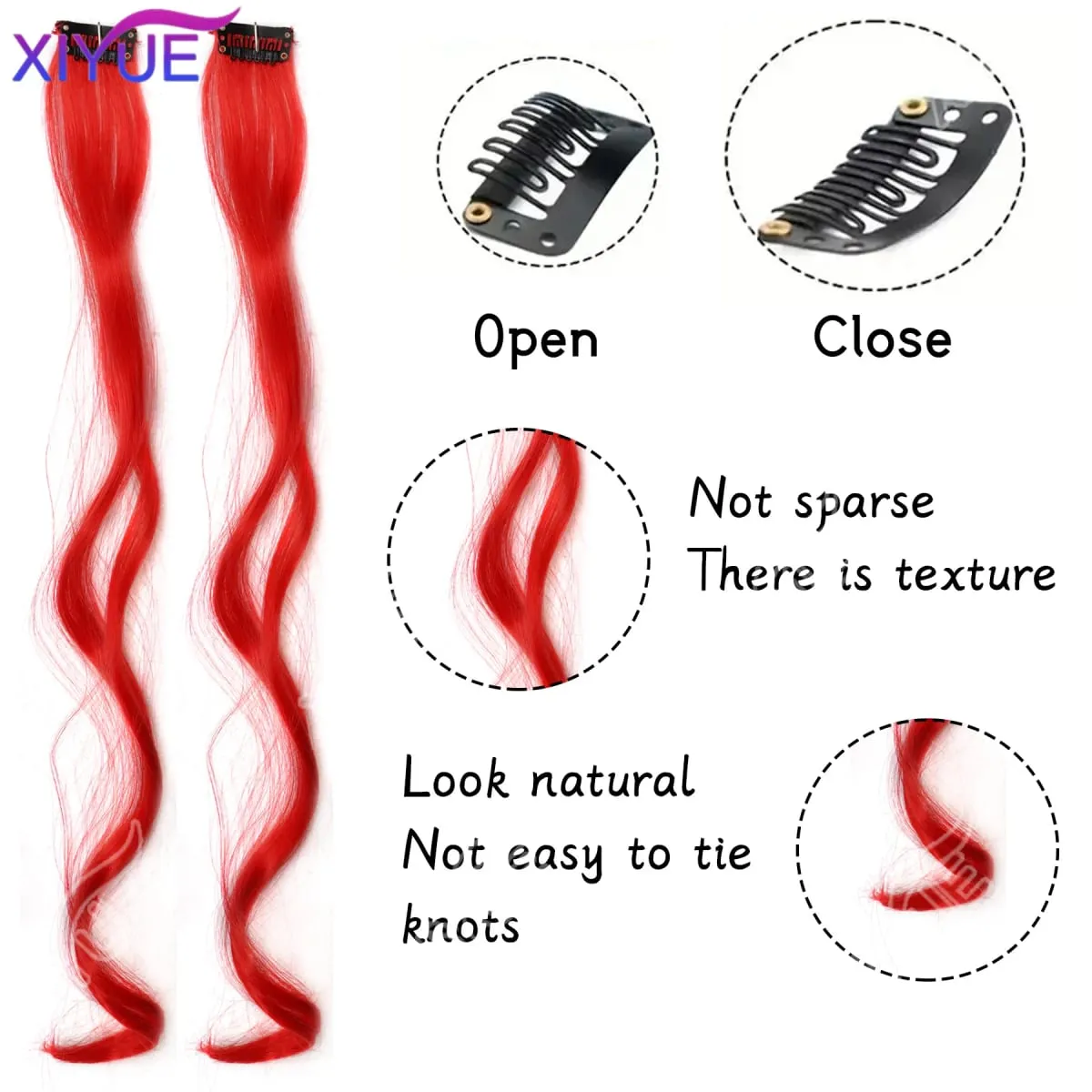 10Pcs Clip In Hair Clip In Wave Curly Hair Purple Red Wavy Hair With Clip In Hair Extension Synthetic 20inch Halloween Christmas — image 5