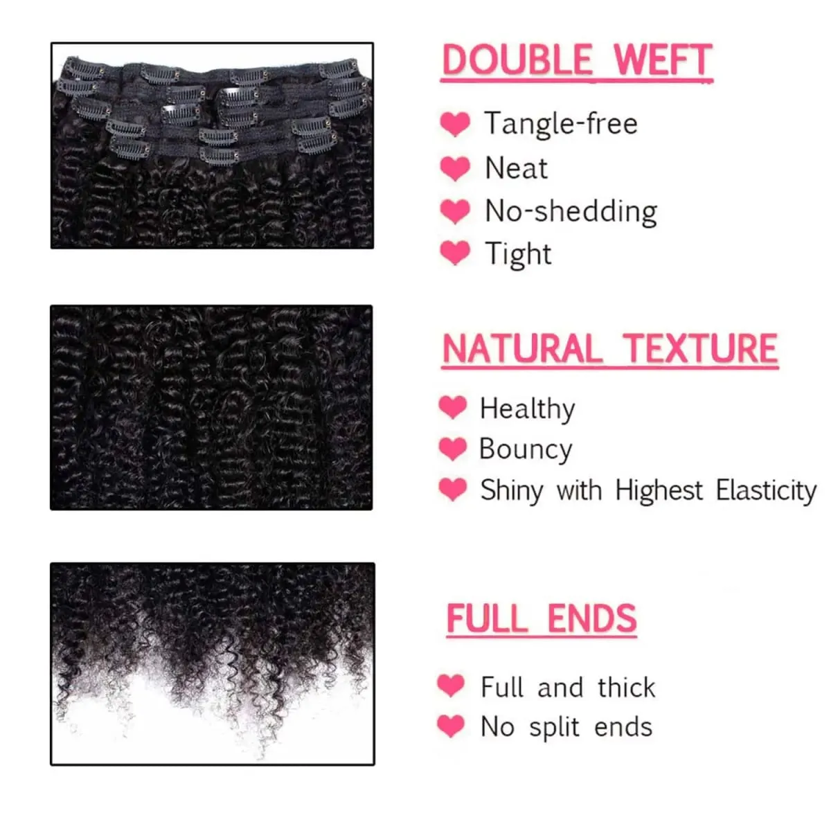 4c Kinky Curly Clip In Human Hair Extensions Full Head For Women Afro Kinky Curly Clip In Extension Virgin Curly Hair Extensions — image 4