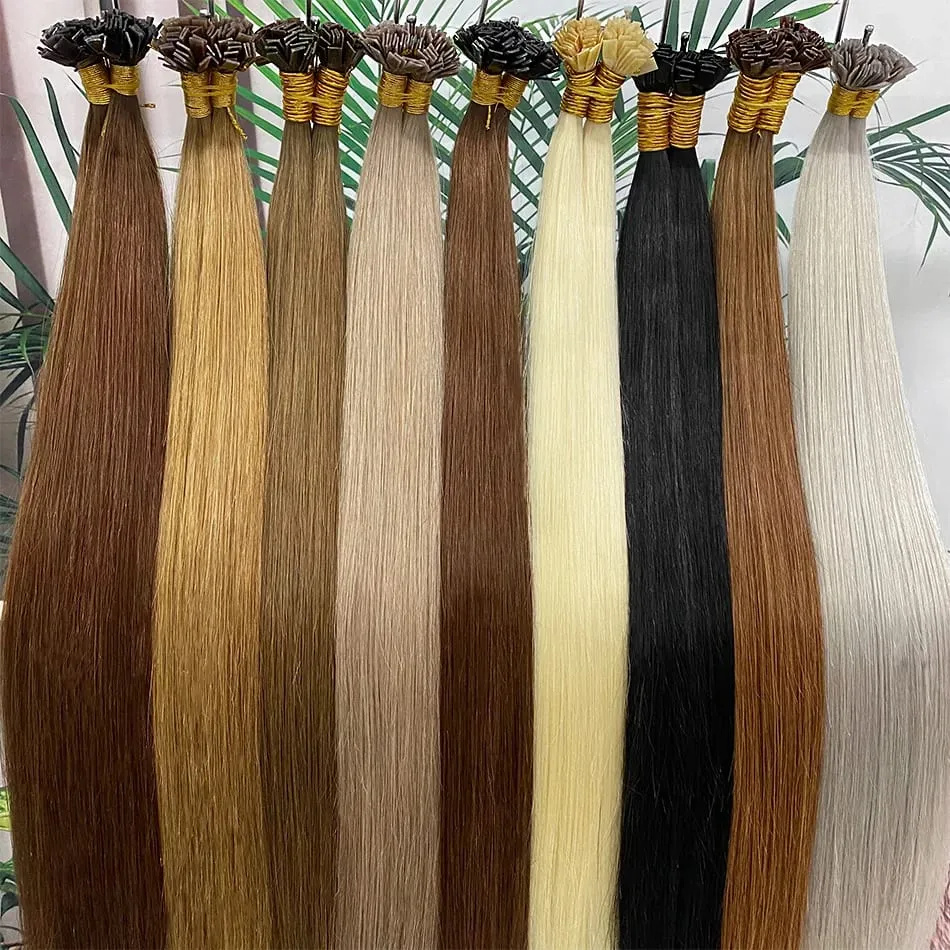 Natural 613 Blond Colored Straight Human Hair Extension 100g Strand Fusion Flat Tip Keratin Capsules for Hair Extensions 30Inch