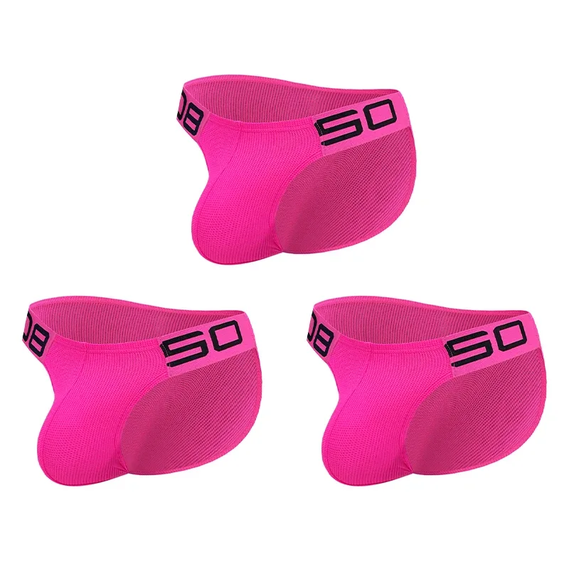 Cuecas masculinas de mistura de nylon, cuecas respiráveis com letras de chifre em relevo, cintura elástica larga, cor fluorescente, roupa íntima sexy — image 35