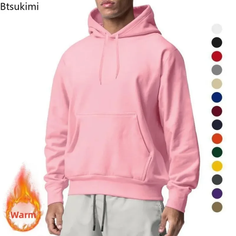 2026 New Men's Fashion Harajuku Hooded Sweatshirts Casual All-match Pullovers Male Streetwear Autumn Winter Fleece Warm Hoodies — image 2