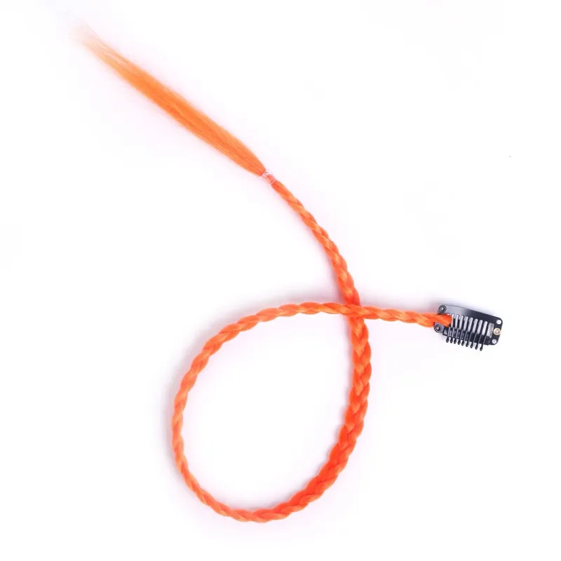 Synthetic 5 Pcs/Lot Clip-in Extensions For Women Ponytail Rainbow Braid Hair Extension 22'' Ombre Hairpiece Box Braid With Clip