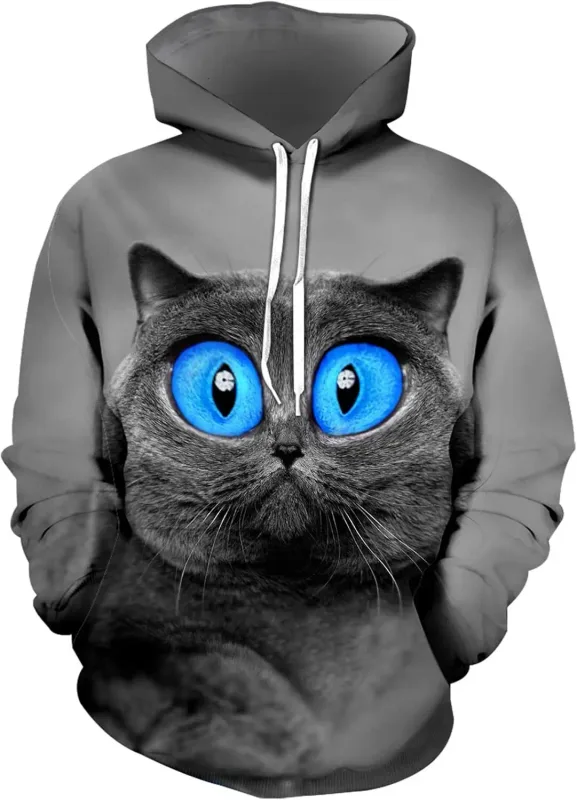 Sweat à capuche graphique pour hommes, sweat à capuche imprimé nouveauté unisexe, sweat-shirt à motif 3D avec poche, sweat à capuche graphique chaud à manches longues Me — image 4