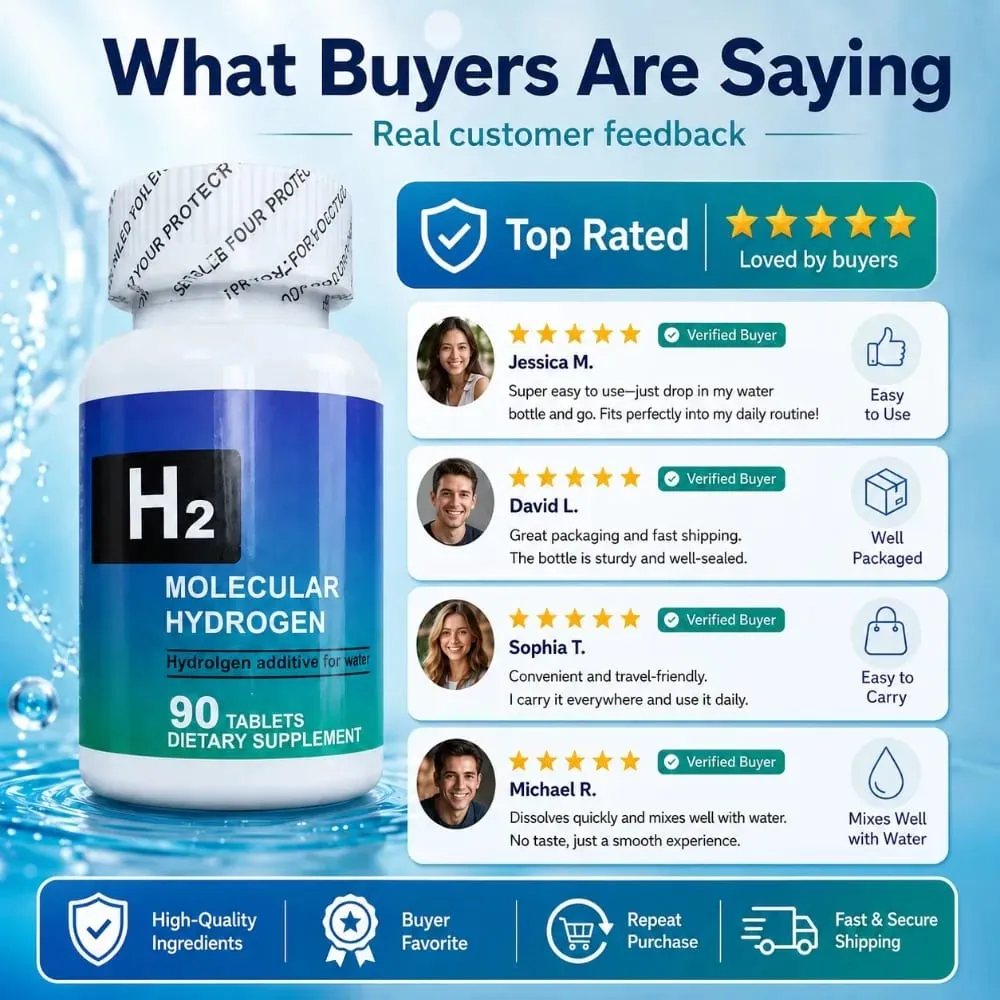Molecular Hydrogen Tablets H2 Magnesium 80mg Antioxidant Energy Brain Health Unflavored Non GMO 90 Tablets Dietary Supplement — image 6