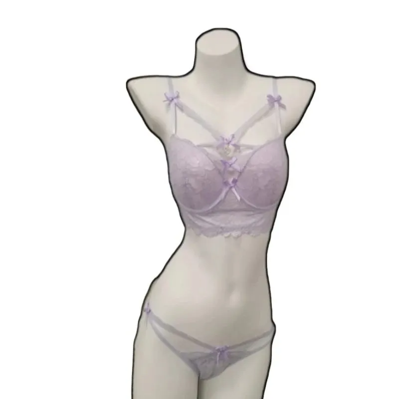 Sexy Women Lace Lingerie Set Heart Pendant Decor Magic Push‑Up Bust Boost Soft Comfort Bra Panty Set S‑XL 32‑38AB — image 11