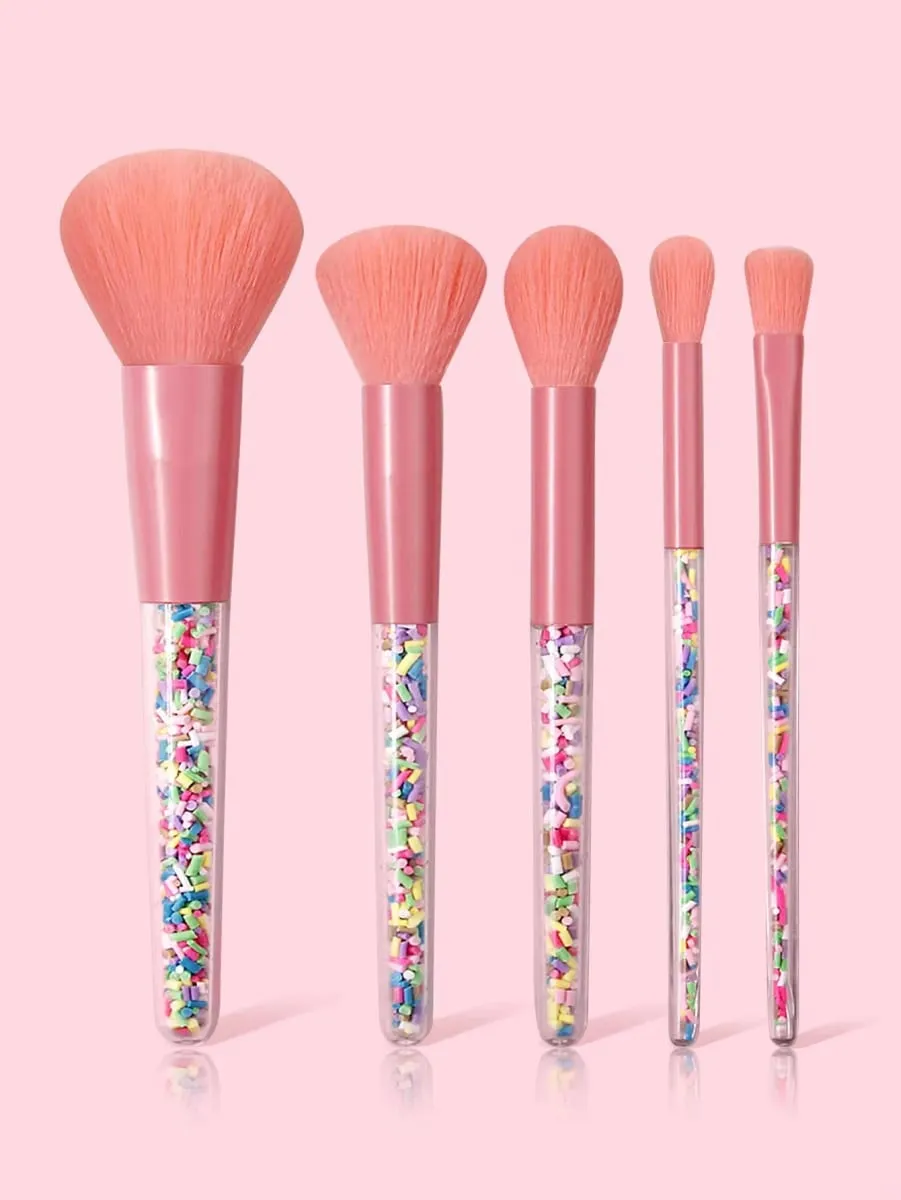5Pcs Pink Makeup Brushes Set Soft Cosmetic Brushes Kit for Face Eye Makeup Beginner Daily Beauty Makeup Tools