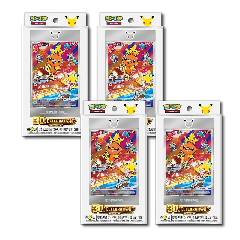 Hot 100% อย่างเป็นทางการ Pokemon 30th Anniversary Box Set จีนตัวย่อ PTCG Gem Pack Original Partners การ์ดภาพประกอบพิเศษ