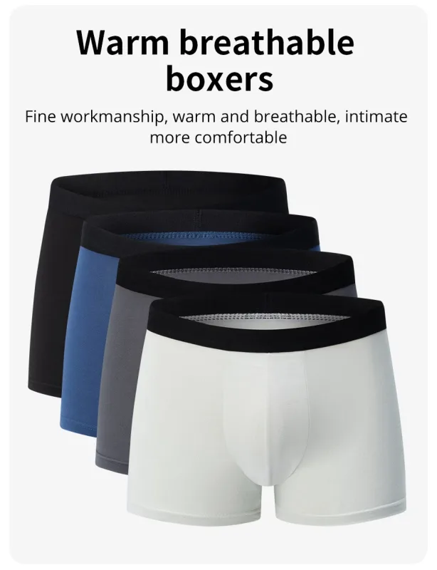 4 Pack Europe And America Size Men'S Solid Color Sexy Boxer Underwear Antibacterial Breathable Plus Size Men'S Shorts Underwear — image 17