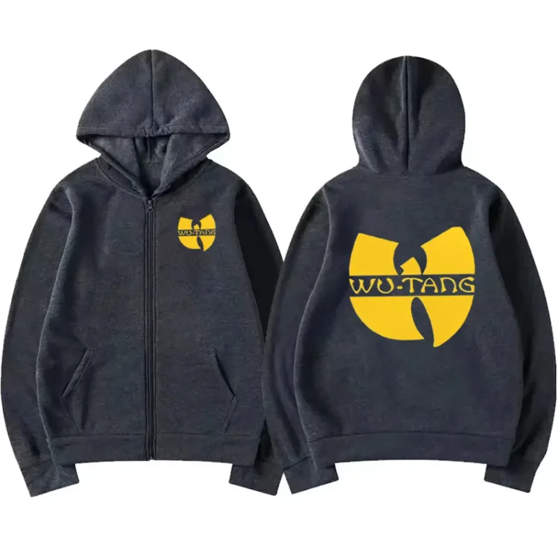 Hip Hop Années 90 Wu Clan T-tangs Graphics Hoodie Men Women's punk Zip Up Jacket Long sleeve Fleece gothic Coat Loose streetwear — image 3