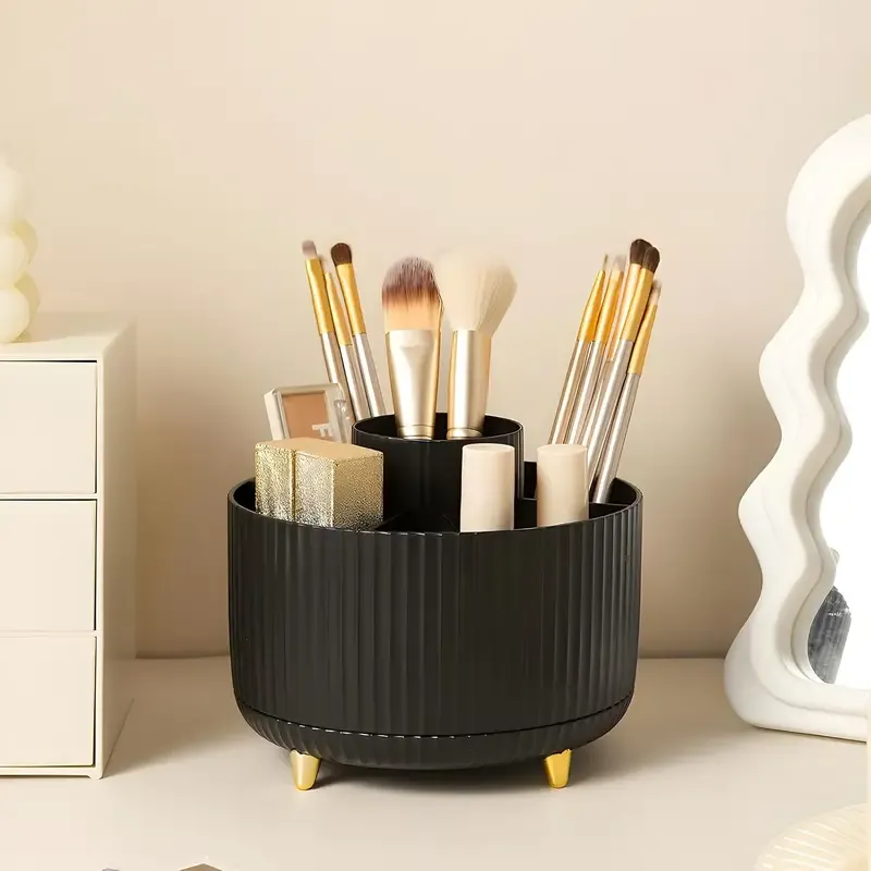 Otočný o 360°, 5 slotů, držák štětců na make-up Organizér Multifunkční úložný prostor na psací stůl Úložný prostor pro kosmetiku pro toaletní stolek v koupelně — image 6
