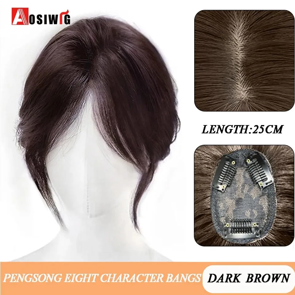 Synthetic Topper Hairpiece Clip-In Bangs Extension Natural Neat Fake Fringe Topper Hairpiece Invisible Clourse Hairpieces