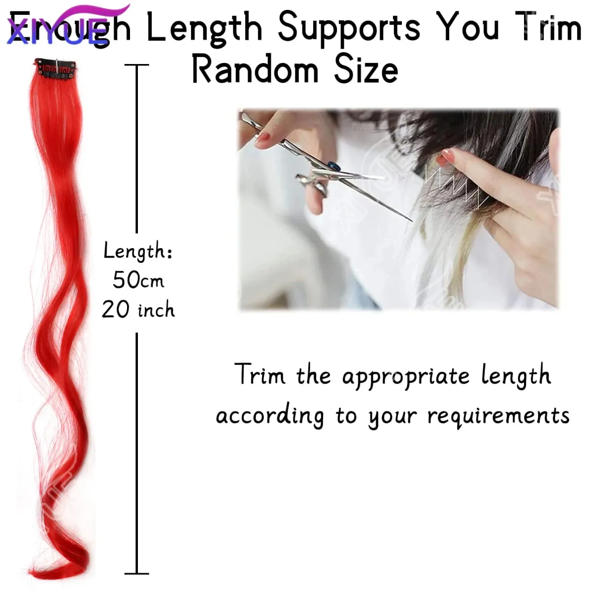 10Pcs Clip In Hair Clip In Wave Curly Hair Purple Red Wavy Hair With Clip In Hair Extension Synthetic 20inch Halloween Christmas — image 3