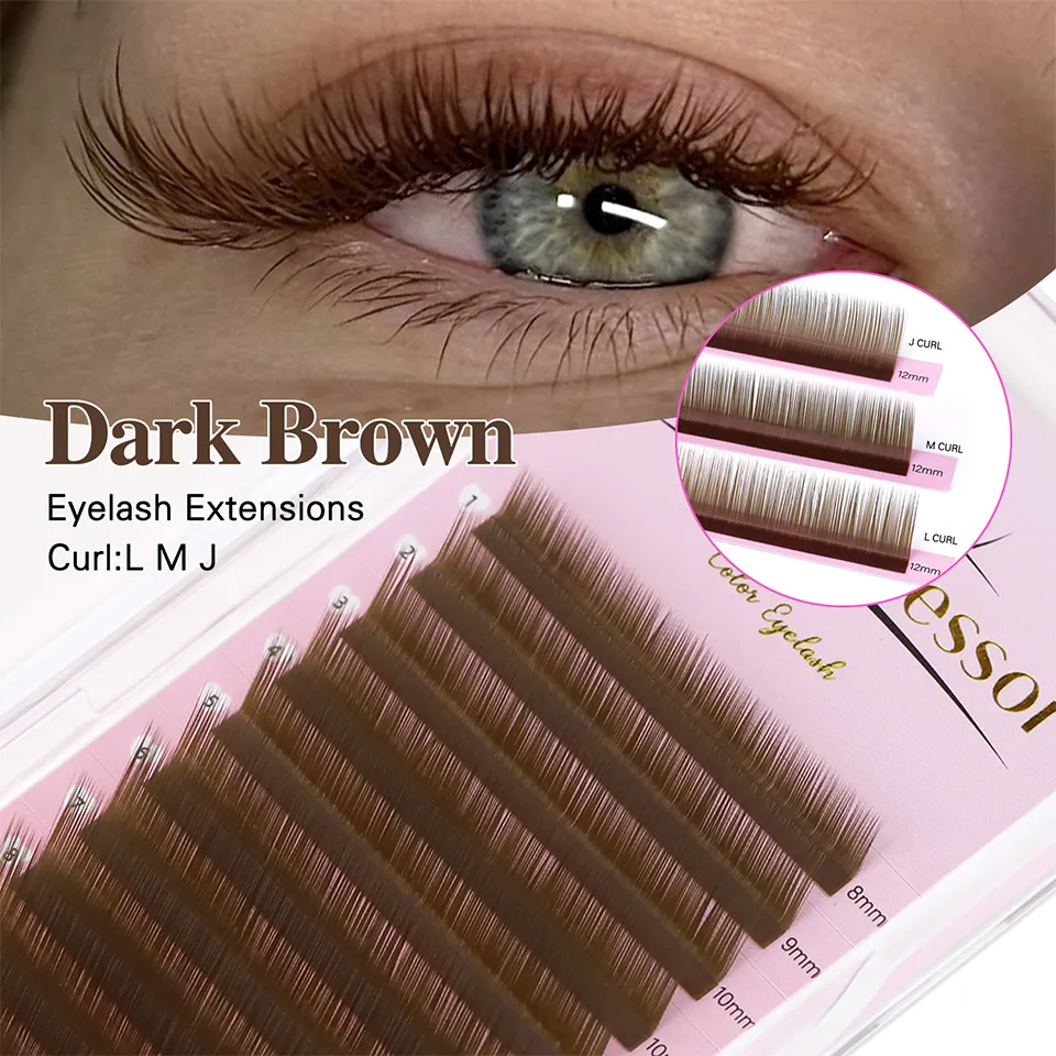 New Style Dark Brown Light Brown Individual Eyelashes 0.05 0.07 C D J L M Curl Color Soft Natural False Eyelashes Makeup Cilios — image 3