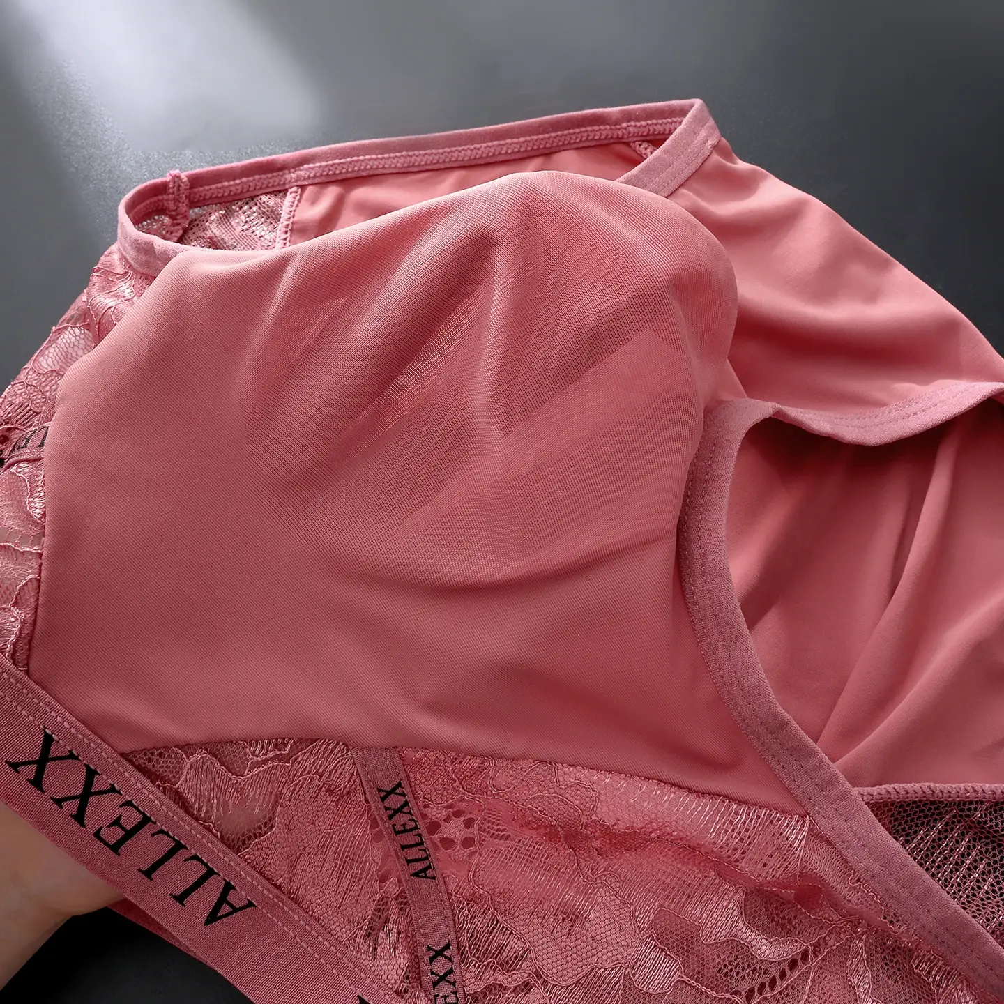 Male Glossy Satin Triangle Briefs Floral Lace Mesh Splice High Waist Elastic Letter Band Soft Breathable Men Underwear — image 12