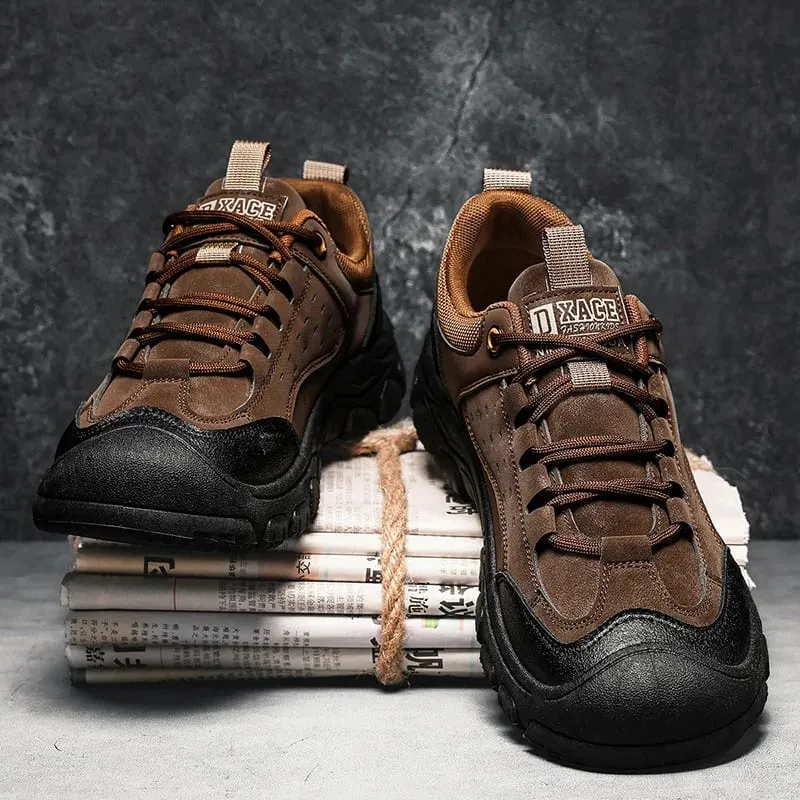 Men's Hiking Camping Shoe Waterproof Leather Upper Non Slip Hiking Boots Outdoor Durable Non Slip Sole Sports Shoes Large Size — image 2