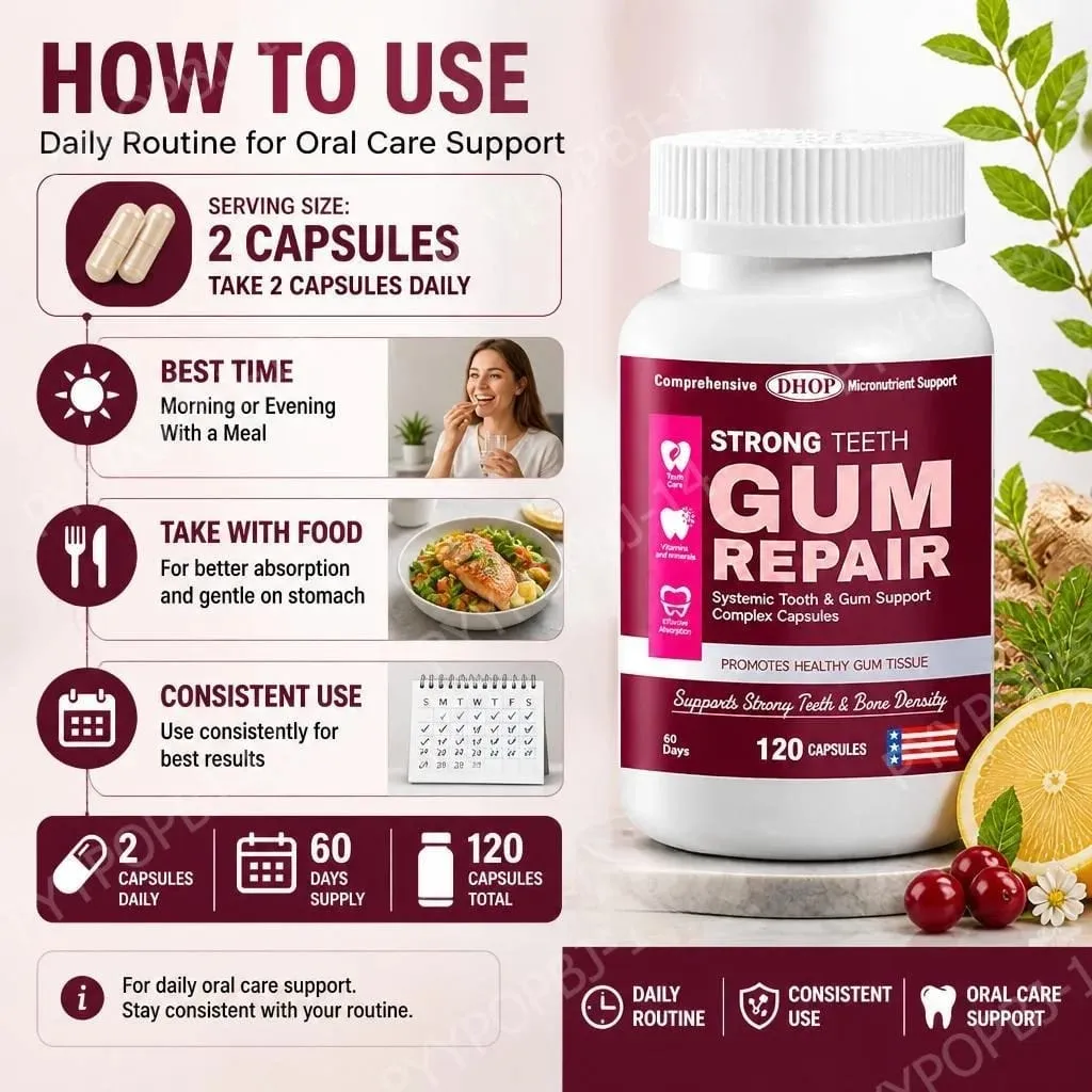 Las cápsulas para dientes fuertes apoyan el esmalte dental y la salud del tejido de las encías con vitamina C, vitamina D3, K2, calcio y zinc, 120 cápsulas — image 6
