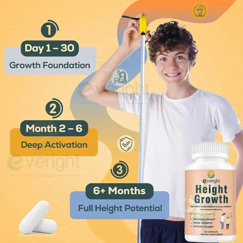 Bone Strength Supplement - for Natural Height Growth Adult and Kids - High Absorption - Calcium Magnesium Zinc Multivitamins — image 5
