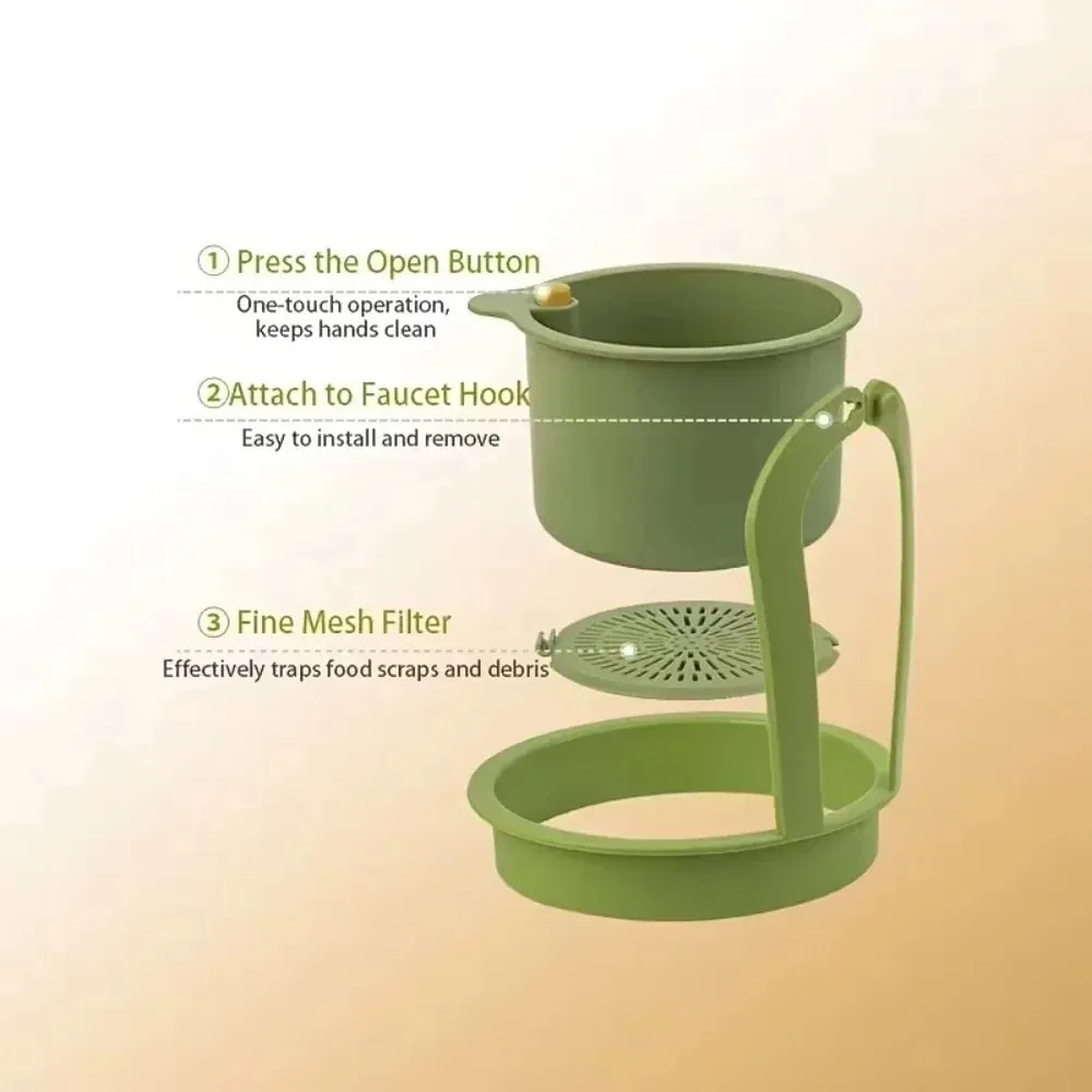 1PCS Press-Type Drain Basket: Food Strainer & Sink Organizer Multi-Functional for Kitchen & Bathroom Use