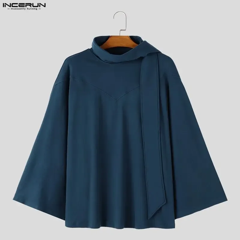 Men's Sweatshirts Solid Cloak Cape For Man Long Sleeve Scarf Collar Streetwear Autumn Winter Fashion Ponchos Hoodies — image 16