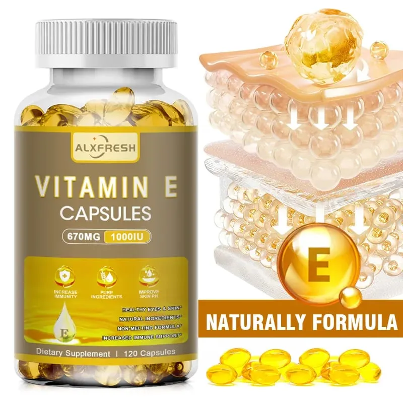 Alxfresh Vitamin E 670 mg (1000 IE) - Naturligt kosttillskott Antioxidant Hud Immunsystem Support Glutenfri Vegen — image 1