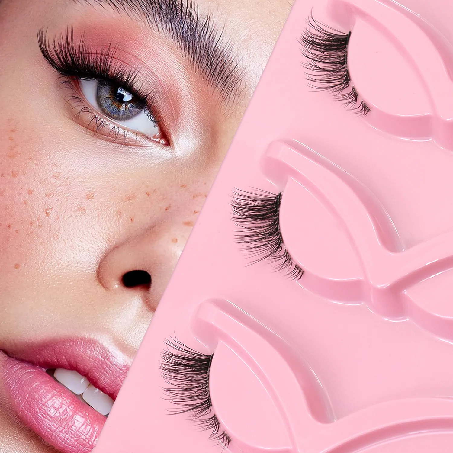 Half Lashes Cat Eye Eyelashes Natural Look Wispy False Lashes Faux Mink Lashes Clear Band Natural Fake Lashes Makeup