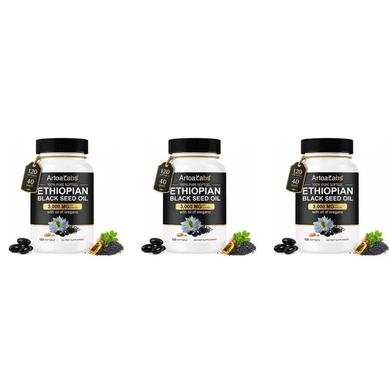 น้ำมันเมล็ดสีดำเอธิโอเปีย 3000mg Softgels พร้อมน้ำมันออริกาโน รองรับสุขภาพภูมิคุ้มกัน ทางเดินอาหาร BALANCE & Daily Vitality 120 นับ