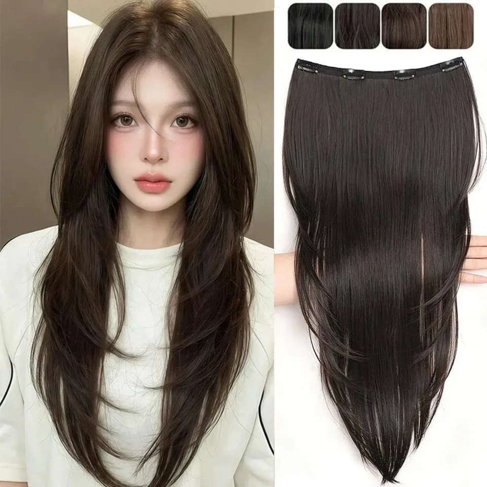 Synthetic High-layer Inward Curl Wig Extensions One-Piece Ultra-thin Invisible Hair Extension For Girl Party Halloween Christmas — image 2