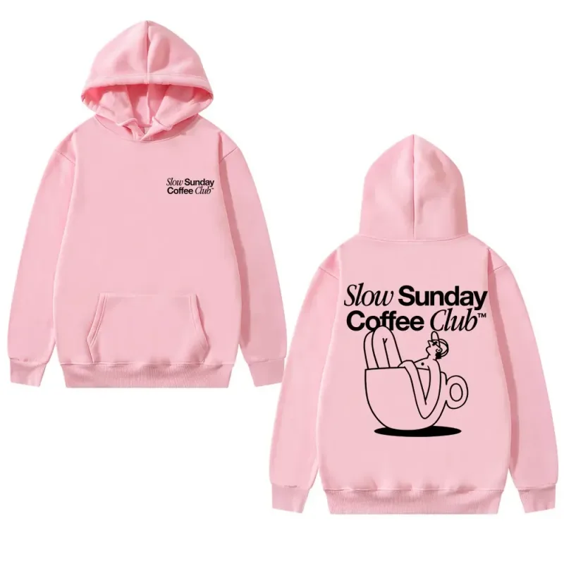 Unisex Slow Sunday Coffee Club Hoodie Pullover Funny Meme Vintage Casual Streetwear Sweatshirt, Multiple Colors Available — image 9