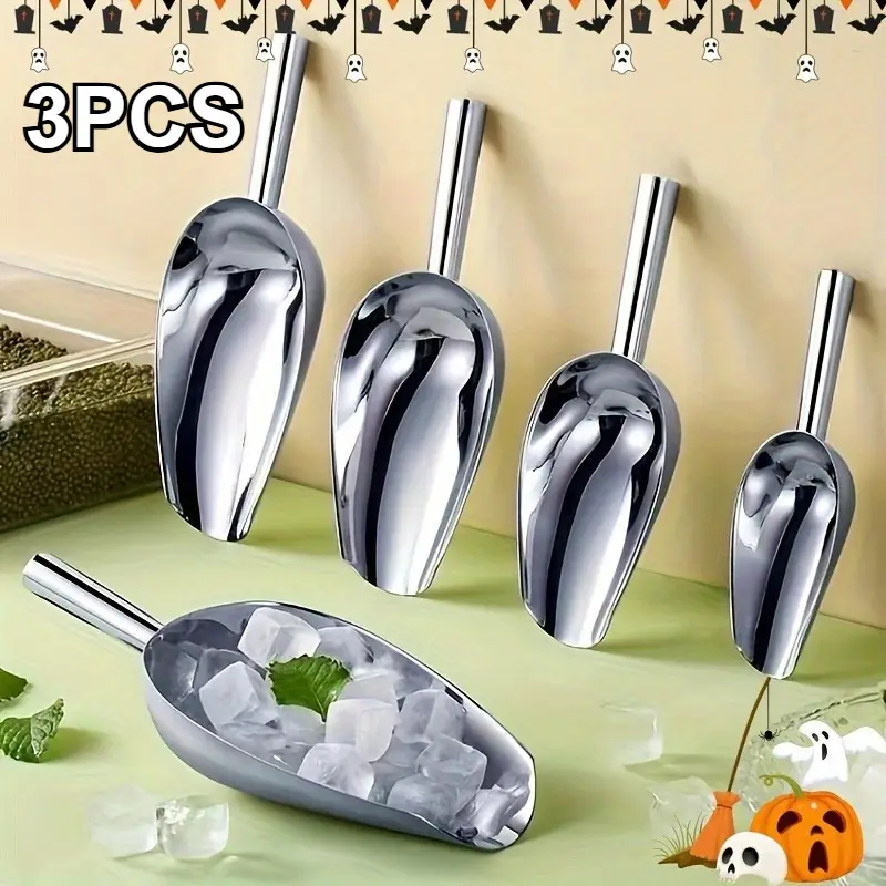 3PC Stainless Steel Scoop Set | Heavy Duty Ice Shovel for Pet Food & Grains | Multi-Use Commercial Kitchen Tool Rustproof — image 1