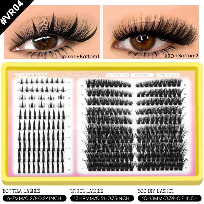 4-in-1 208pcs Lash Clusters 1style Manga Lash+2 style Spiky Botoom Lash+1 style Cat Eye Eyelashes DIY Clusters Lashes — image 13