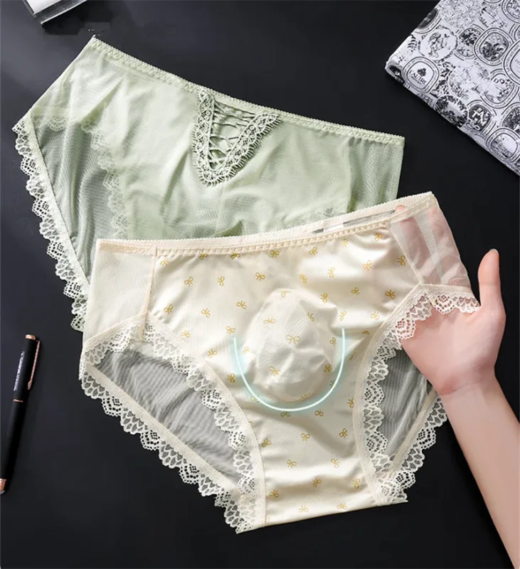Soft men's underwear bow print lace calzoncillos hombre 3D space adults 18 plus size cueca nude feeling sissy cuecas masculino — image 5