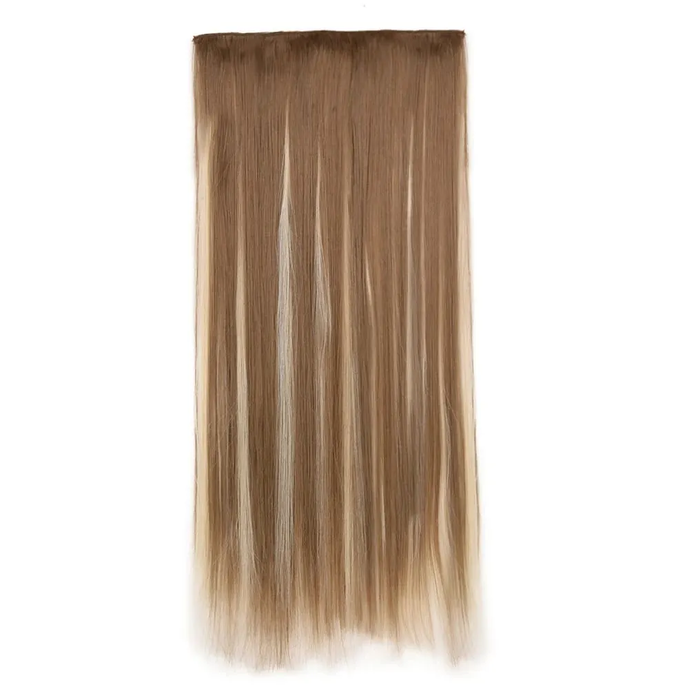 Synthetische natürliche synthetische Haarverlängerungen, 5 Clip-in-künstliche gefälschte Ombre-Blond-Braun-Schwarz-Rosa-gerade falsche Haarteile — image 27