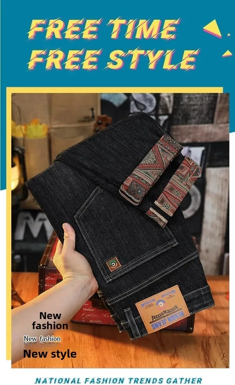 Autumn New Fashion 2026 Men's Jeans Small Straight Elastic Loose Simple Korean Trend Pants Low Rise Jeans Man Pants — image 9