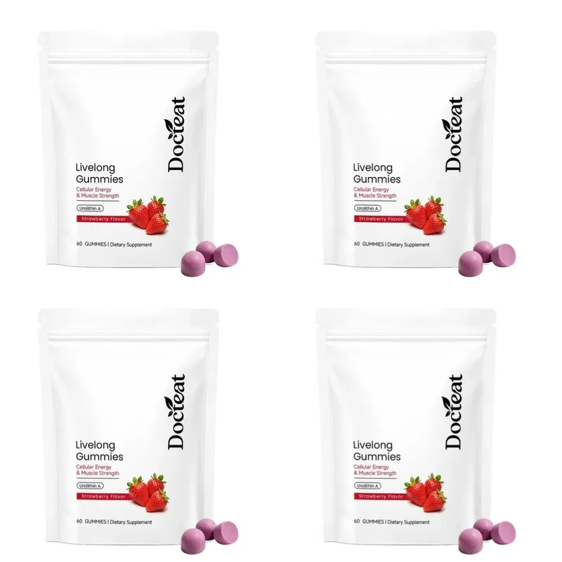 Docteat Urolithin A Gummies 500mg por porção Sabor morango Suporte diário para bem-estar celular 60 gomas para homens e mulheres — image 10