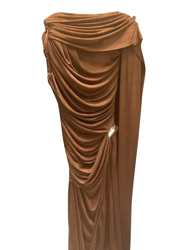Slimming Spliced Folds Temperament Dresses for Women Round Neck Long Sleeves Patchwork Ribbon Dress Female Clothing — image 10