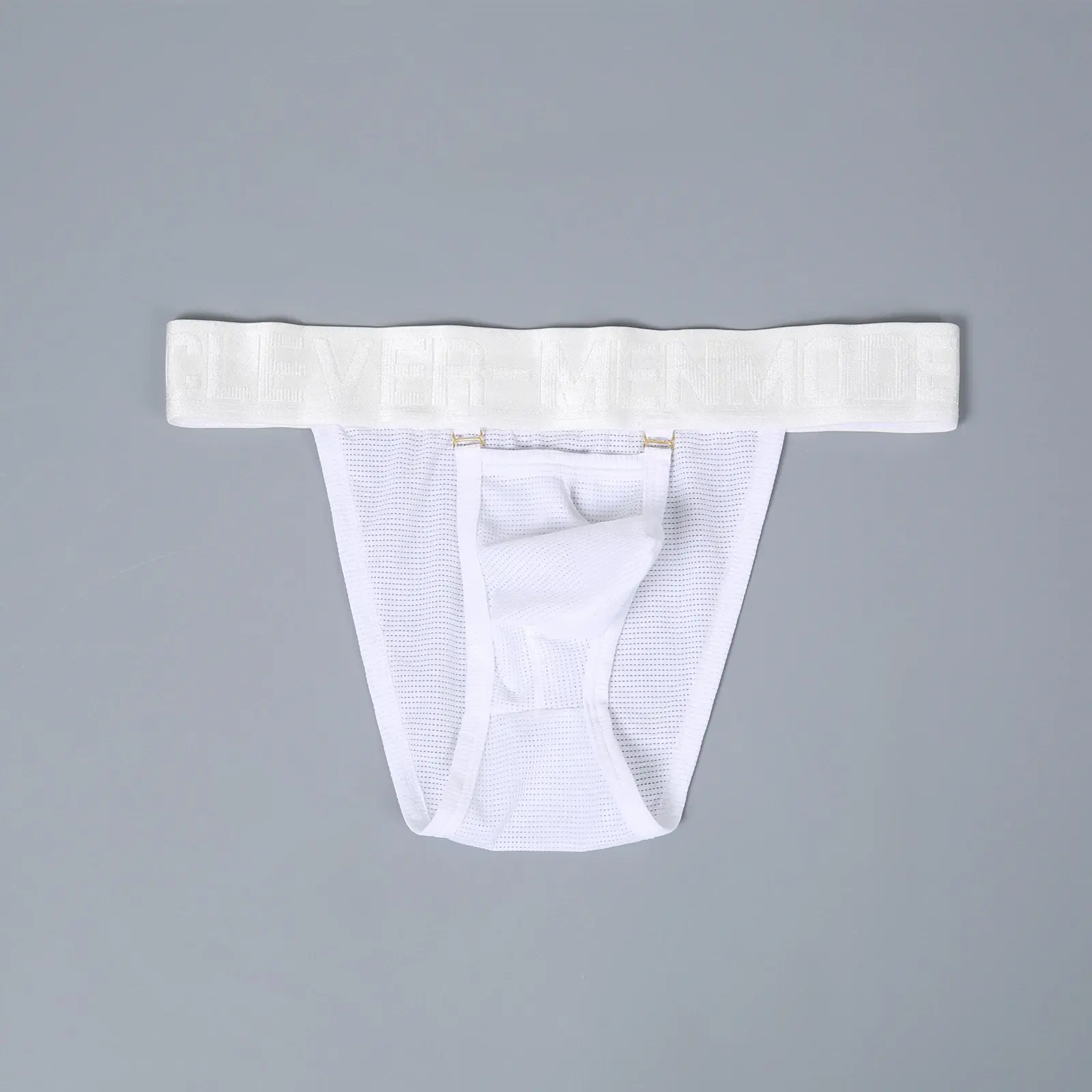 Briefs Men Underwear Hollow Pouch Mesh Underpants Man High-cut Wide Waistband Brief Metal Buckle Decor — image 13