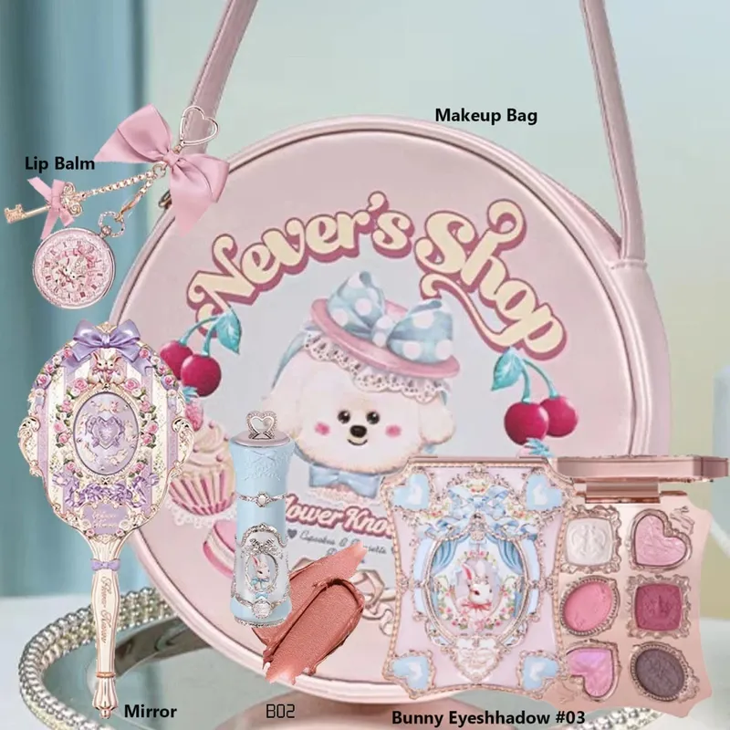 Flowerknows All In One Mackup Set Confezione regalo Flower Knows Glitter Eye Shadow Palette Fard Rossetto lucido a lunga tenuta con borsa — image 9
