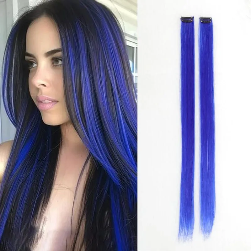 Pick dye wig piece female color hanging ear dye one-piece simulated long straight hair extension piece