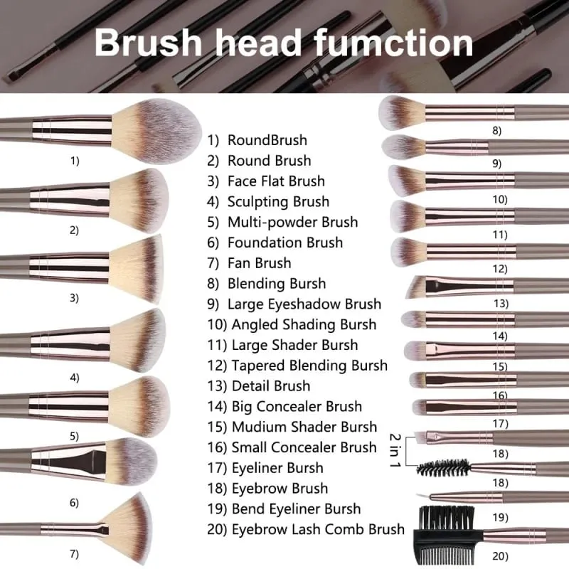 3-20PCS Makeup Brushes Soft Fluffy Makeup Brush Set Cosmetic Tools for Foundation Powder Eyeshadow Kabuki Blending Beauty Tool