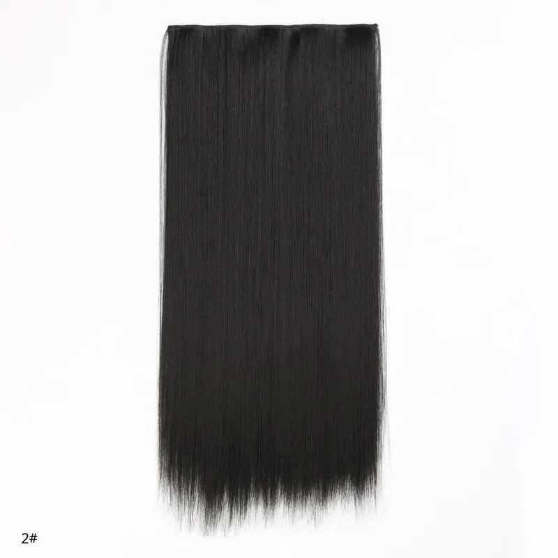 Hairpiece 5-Clips One Piece Clip-In Hair Extension Long Straight Hair Voluminous Natural Soft Synthetic Hair for Women Daily Use