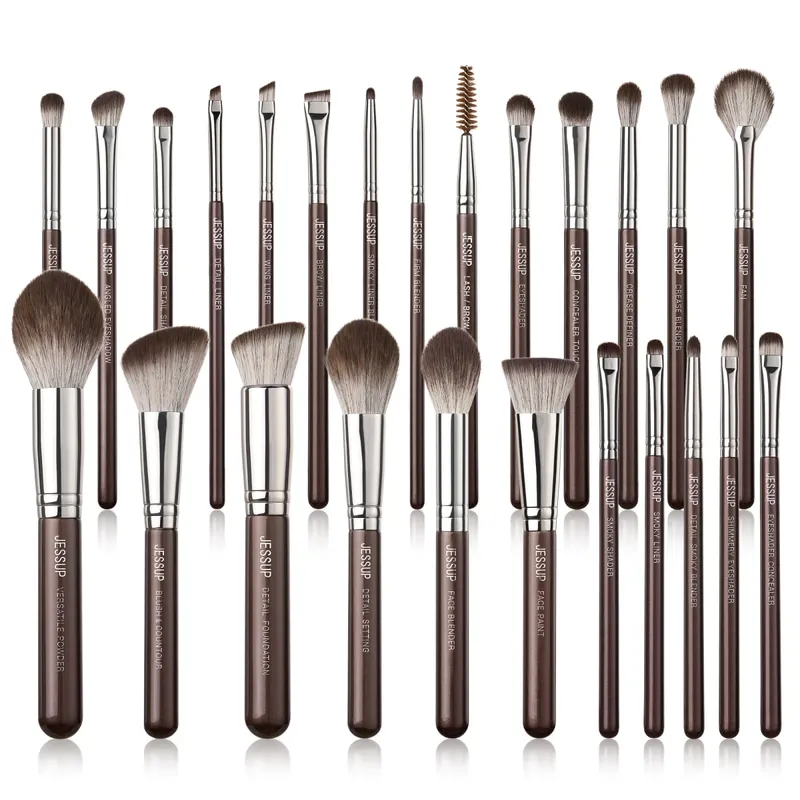 Jessup conjunto de pincéis de maquiagem profissional, 6-25 peças, pincel de maquiagem, base sintética natural, pó iluminador, branco pérola t215 — image 13