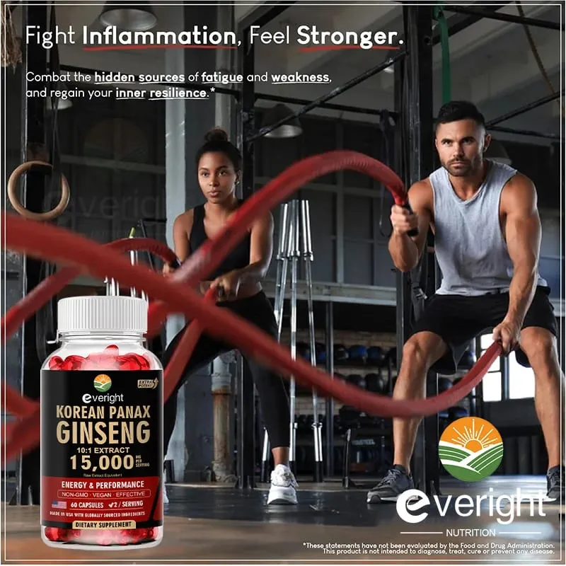 Korean Red Ginseng Capsules- 1500mg Natural High Strength for Men Vitality Energy Performance Focus Immune Health — image 2