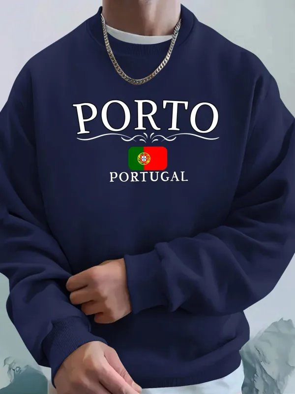 Porto Portugal Letter And Flag Print Clothes Unisex Warm Casual Hoody Street Sports Sportswear Fleece Thicken Streetwear Man — image 8
