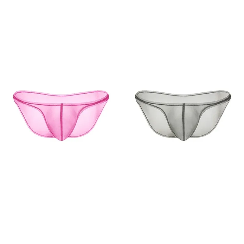 Men's Underwear Delicate Ice Silk Transparent Triangle Panties Personality Low Waist Briefs — image 22