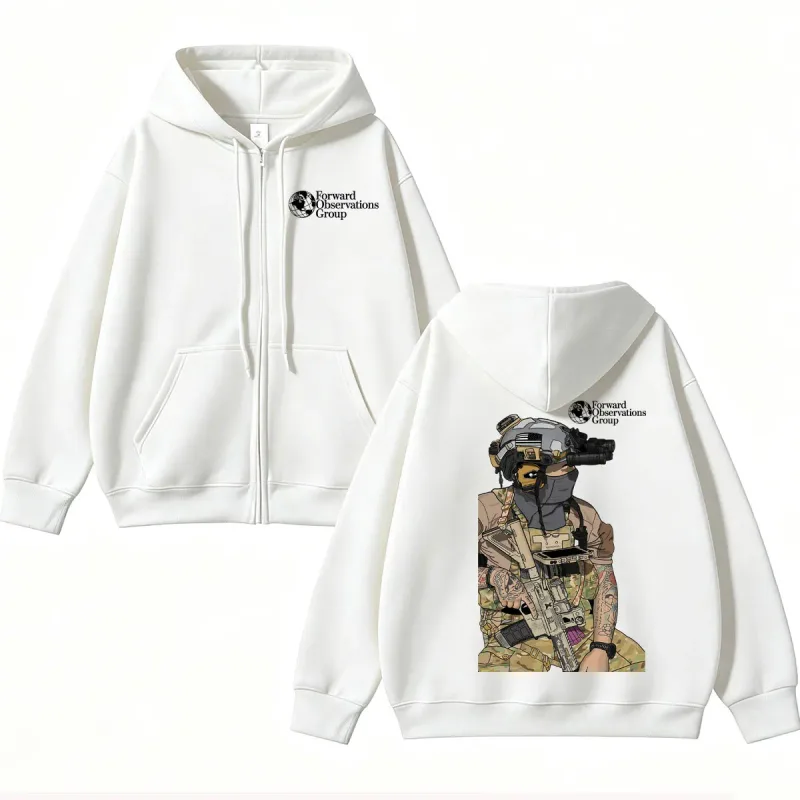 Forward Observations Group Graphi Zip Up Hoodie Fashion Skeleton Gothic Sportwear Men Women Fleece Loose Jackets Streetwear Male — image 4