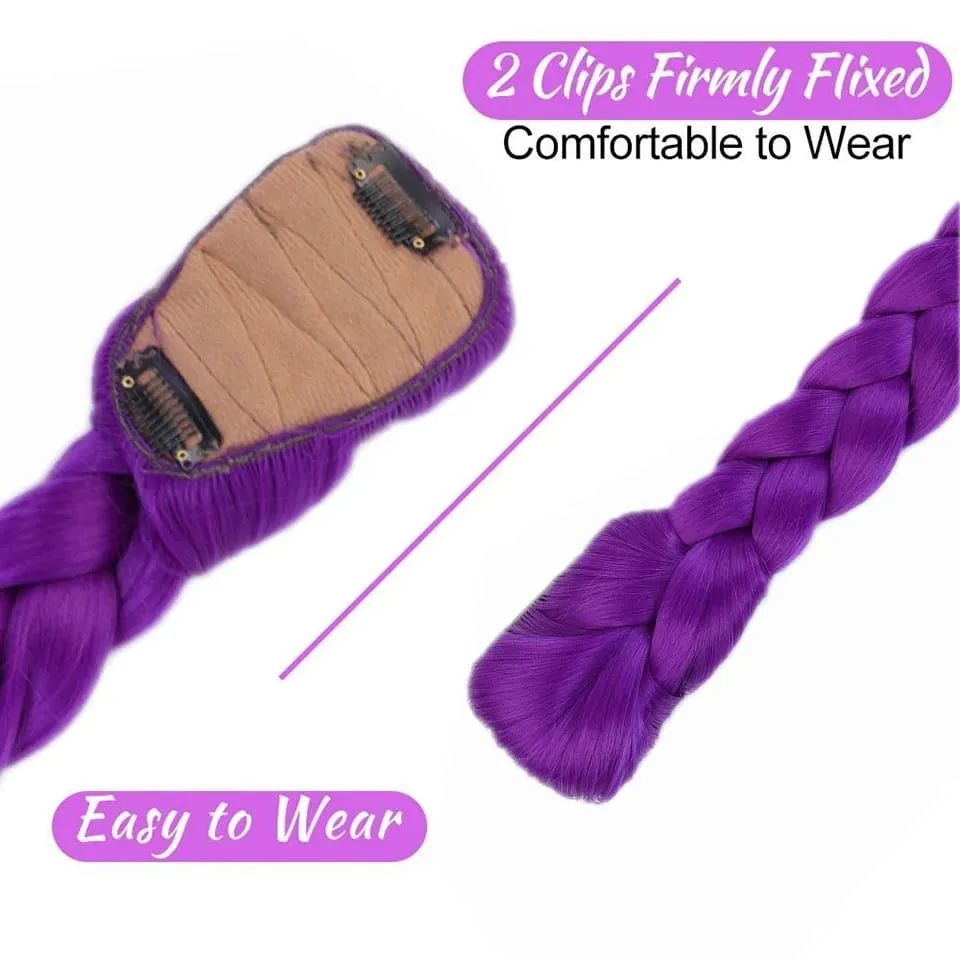 26Inch Synthetic BB clip Braids Hair Extensions Purple Hair For Box Braid For Women Halloween Christmas New Year Carnival Music — image 5