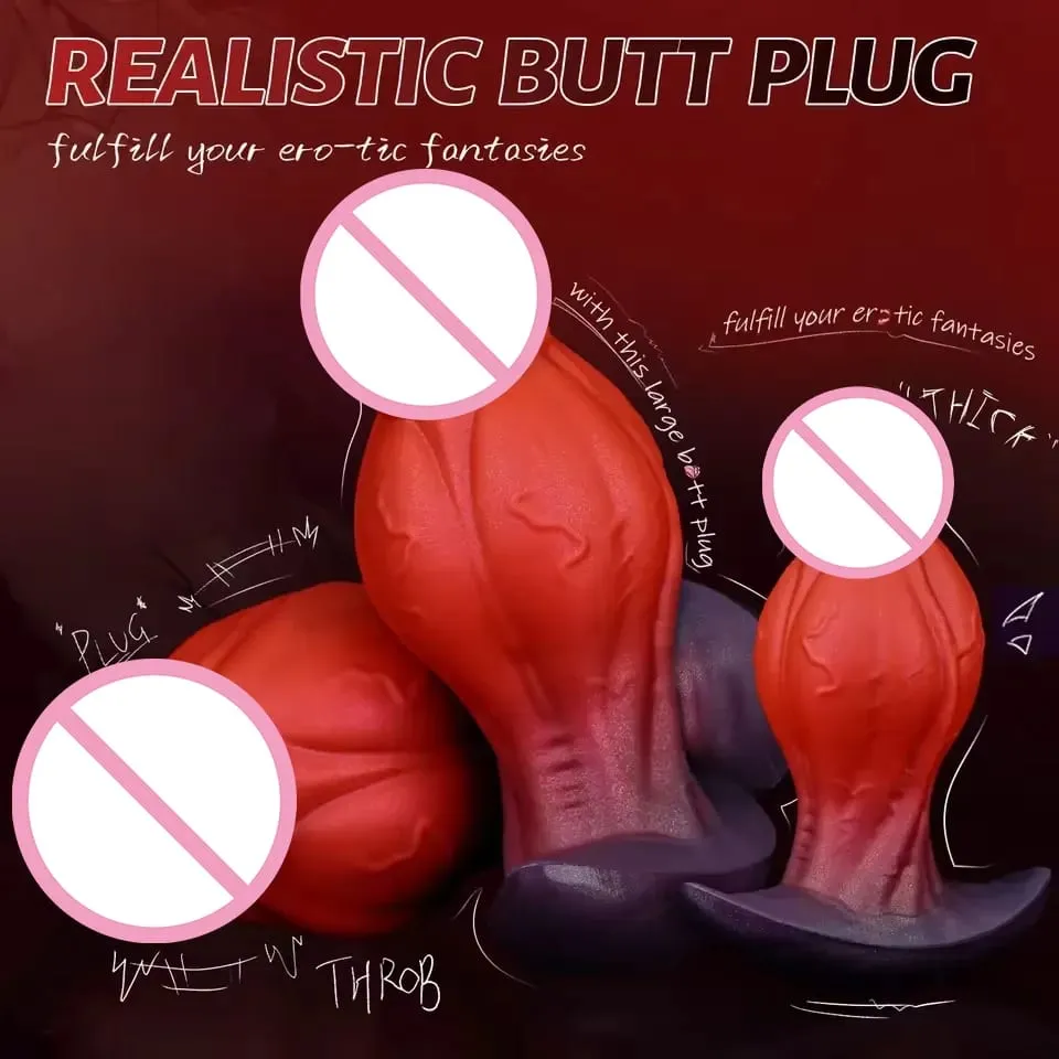 Realistic Dildo Big Knot Wearable Anal Plug Liquid Silicone Butt Plug Vaginal Anal Prostate Massage Adult Sex Toys For Women Men